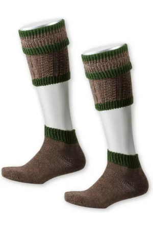 LUSANA Trachtensocken Loferl - L4291 - mittelgrau/tanne, trachtenbraun/tanne - Verkäufer: Alpenwahnsinn Tracht & Lifestyle