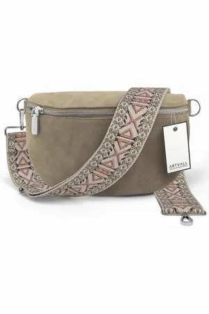 ARTVALL Umhängetasche Wildleder Handtasche Brusttasche Crossbody Beige, Wildleder Bauchtasche mit Reißverschluss breites Schulterband Klein - Verkäufer: EAZY CASE GmbH