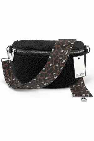 ARTVALL Umhängetasche Teddy Handtasche Brusttasche Crossbody Bag Schwarz, Bauchtasche Teddy Plüschtasche Teddyfell mit Schultergurt Design Klein - Verkäufer: EAZY CASE GmbH