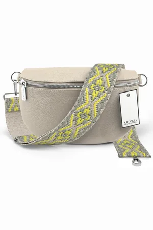 ARTVALL Umhängetasche Echtleder Handtasche Brusttasche Crossbody Beige, Bauchtasche Leder verstellbar mit Schultergurt Design breit hochwertig - Verkäufer: EAZY CASE GmbH