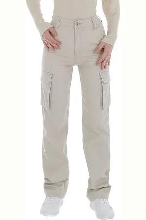 Ital-Design Cargohose Damen Freizeit (86746047) Stretch Stoffhose in Creme - Verkäufer: