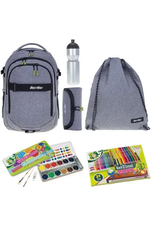 Bestway Schulrucksack Jungen Schulrucksackset Rucksack Evolution Air 40177 (Set, Sportbeutel, Mäppchen, Mäppchenfüllung, Farbkasten, Flasche), Schultasche Daypack Schule ab 3. Klasse Mega Set rtm kfv - Verkäufer: Sporttaschenshop