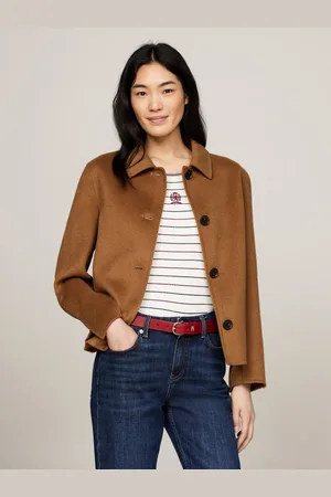 Tommy Hilfiger Trenchcoat MD DF WOOL BLEND SHORT SB TRENCH mit Flagge
