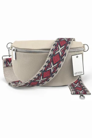 ARTVALL Umhängetasche Echtleder Handtasche Brusttasche Crossbody Beige, Bauchtasche Leder verstellbar mit Schultergurt Design breit hochwertig - Verkäufer: EAZY CASE GmbH