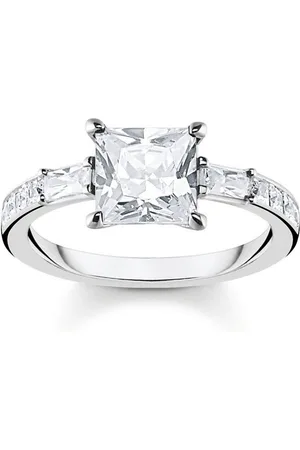 Thomas Sabo Fingerring weiße Steine, TR2380-051-14-52,54,56,58,60, mit Zirkonia (synth)
