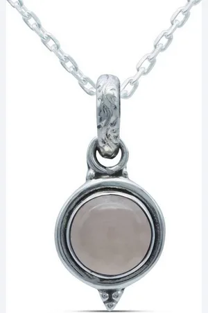 mantraroma Kette mit Anhänger PIARA aus 925 Silber mit Rosenquarz (Kettenanhänger uns Kette), 925 Sterling Silber Ketten mit Kettenanhänger für Damen - Verkäufer: