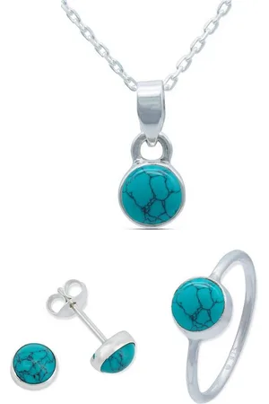 mantraroma Schmuckset 925er Silber mit Türkis (Schmuckset aus 925 Silber) - Verkäufer: