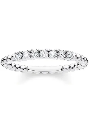 Thomas Sabo Fingerring Kugeln mit Steinen, TR2323-051-14-52-60, TR2323-488-7-52-60, mit Glas-Keramik Stein, Korund, Zirkonia (synth)
