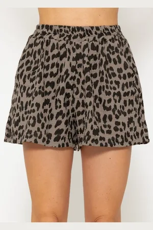 SASSYCLASSY Shorts Leichte Leo Musselin Sommer Hose Damen Kurz Lockere Musselinshorts aus Baumwolle in Leo-Print mit Gummibund - Verkäufer: