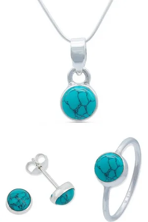 mantraroma Schmuckset 925er Silber mit Türkis (Schmuckset aus 925 Silber) - Verkäufer: