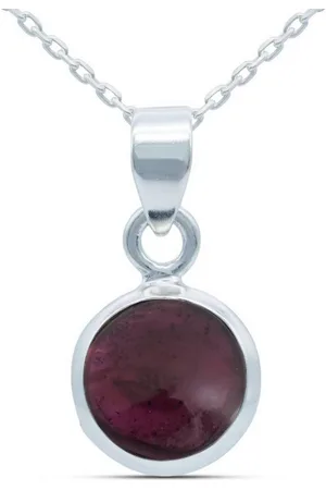 mantraroma Kette mit Anhänger MIALE rund aus 925 Silber mit Granat (Kettenanhänger uns Kette), 925 Sterling Silber Ketten mit Kettenanhänger für Damen - Verkäufer: