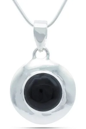 mantraroma Kette mit Anhänger ZABALA rund aus 925 Silber mit Onyx (Kettenanhänger uns Kette), 925 Sterling Silber Ketten mit Kettenanhänger für Damen - Verkäufer: