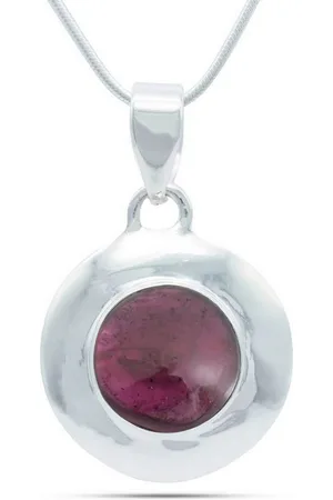 mantraroma Kette mit Anhänger ZABALA rund aus 925 Silber mit Granat (Kettenanhänger uns Kette), 925 Sterling Silber Ketten mit Kettenanhänger für Damen - Verkäufer:
