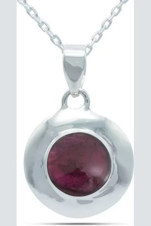 mantraroma Kette mit Anhänger ZABALA rund aus 925 Silber mit Granat (Kettenanhänger uns Kette), 925 Sterling Silber Ketten mit Kettenanhänger für Damen - Verkäufer: