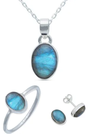 mantraroma Schmuckset 925er Silber mit Labradorit (Schmuckset aus 925 Silber) - Verkäufer:
