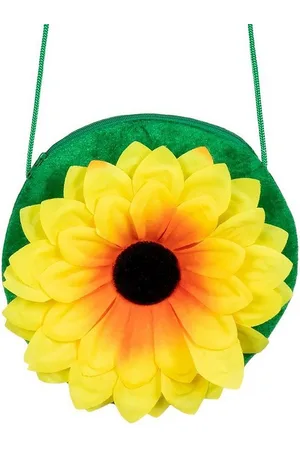 Boland Handtasche Sonnenblumen Handtasche - Hippie Tasche Fasching, Grüne Umhängetasche mit großer, greller Sonnenblume - Verkäufer: MASKWORLD