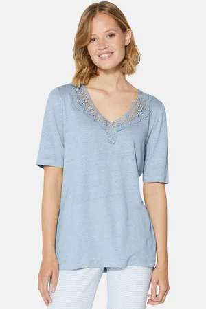 Madeleine Kurzarmshirt Kurzarm-Shirt aus Leinen mit feinem Spitzen-Akzent - Verkäufer: Premio Fashion GmbH
