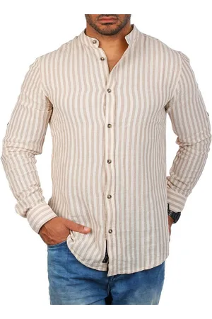 Carisma Langarmhemd Herren Hemd trendig luftig grob gewebt retro Look 8607 Regular Langarm Stehkragen Gestreift - Verkäufer: fresh-style