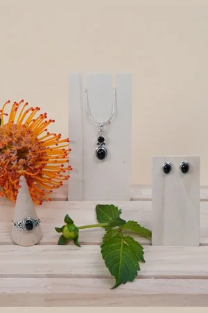 mantraroma Schmuckset 925er Silber mit Onyx (Schmuckset aus 925 Silber) - Verkäufer: