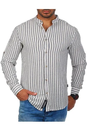 Carisma Langarmhemd Herren Hemd trendig luftig grob gewebt retro Look 8607 Regular Langarm Stehkragen Gestreift - Verkäufer: fresh-style