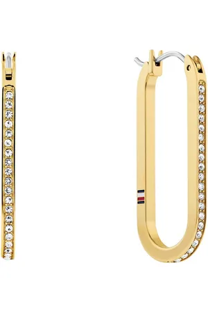 Tommy Hilfiger Paar Creolen SS24 DOG TAG, 2780865, 2780866, mit Emaille - mit Glasstein