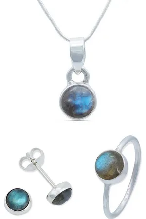 mantraroma Schmuckset 925er Silber mit Labradorit (Schmuckset aus 925 Silber) - Verkäufer: