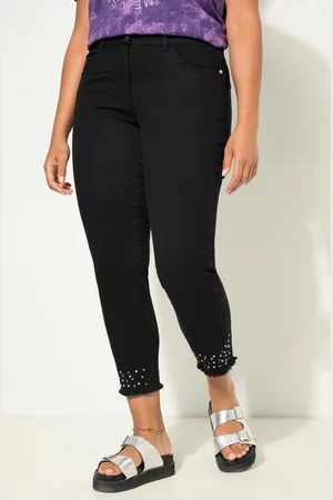Angel of Style Röhrenjeans 7/8-Twillhose verzierter Fransensaum 5-Pocket - Verkäufer: Popken Fashion Group