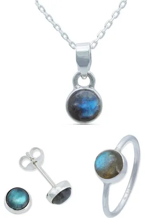 mantraroma Schmuckset 925er Silber mit Labradorit (Schmuckset aus 925 Silber) - Verkäufer: