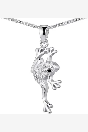 Materia Kettenanhänger Frosch Amphibie Zirkonia Weiß Schwarz KA-125, 925 Sterling Silber, rhodiniert - Verkäufer: Schmuck