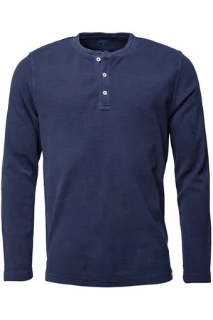 Fynch-Hatton Langarmshirt Serafino, Structure, Garment Dyed - Verkäufer: Lehmann Moden