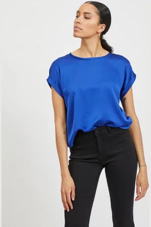 VILA Kurzarmshirt VIELLETTE S/S SATIN TOP - NOOS Satin Optik