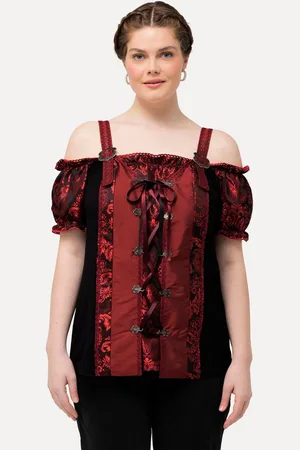 Ulla Popken Trachtenbluse Trachten-Bluse Schnürung Spitze Halbarm Träger - Verkäufer: Popken Fashion Group