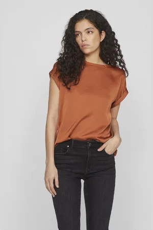 VILA Kurzarmshirt VIELLETTE S/S SATIN TOP - NOOS Satin Optik