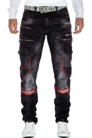 Cipo & Baxx Bikerjeans Herren Hose BA-CD561 W31/L34 (1-tlg) mit roten Teilbereichen im Cargo Stil - Verkäufer: bans24