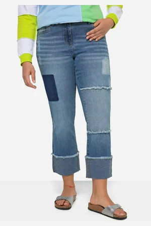 Angel of Style Regular-fit-Jeans Jeans weites Bein Patches 5-Pocket Umschlagsaum - Verkäufer: Popken Fashion Group