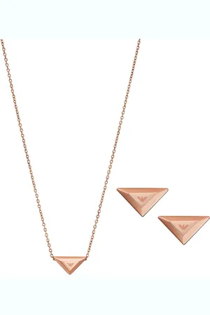 Emporio Armani Ohrring und Ketten Set Schmuckset Mulitpack Schmuck Geschenk Dreieck, EGS3121SET, EGS3160SET (Set, 3-tlg)