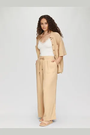QS by s.Oliver Stoffhose Wide Leg-Hose aus Musselin mit Elastikbund Gummizug - Verkäufer: s.Oliver