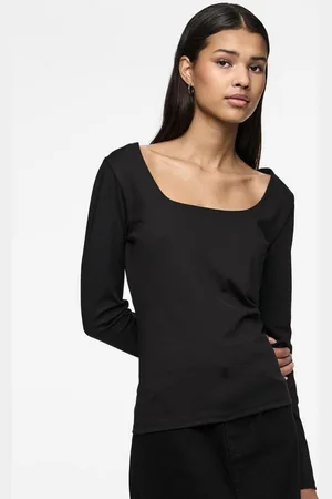 Pieces® Langarmshirt PCNEJA LS REVERSIBLE TOP NOOS EXP BC 2 in 1 umkehrbar 2 Ausschnittvarianten