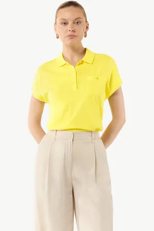 Comma, Kurzarmshirt Feinstrick-Poloshirt im Relaxed Fit mit überschnittenen Schultern - Verkäufer: s.Oliver