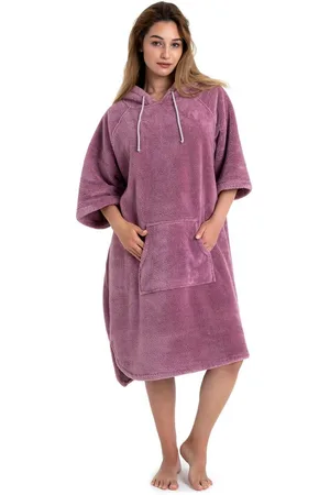 My Home Badeponcho Lillou, ideal für Sauna, Spa & im Urlaub, Langform, Microfaser, Kapuze, ohne, weich und kuschelig, Fleece, Unisex, für Damen und Herren, Surfponcho