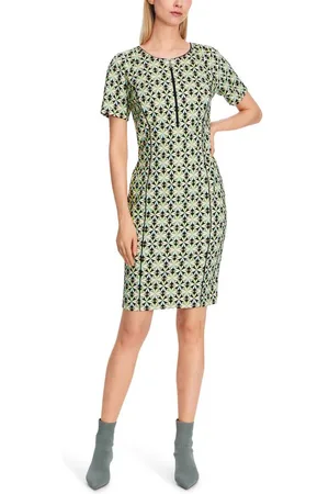 Marc Cain Midikleid Poetry Motion Premium Damenmode Figurnahes Kleid aus Scuba-Jersey