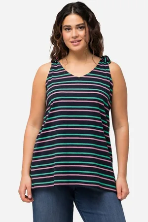 Ulla Popken Longtop Top Ringel A-Linie V-Ausschnitt ärmellos - Verkäufer: Popken Fashion Group