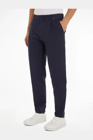 Calvin Klein Bügelfaltenhose MODERN TWILL TAPERED PLEAT PANTS mit Logoprägung