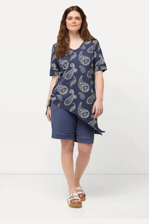 Ulla Popken Longshirt Longshirt Paisley V-Ausschnitt Halbarm - Verkäufer: Popken Fashion Group