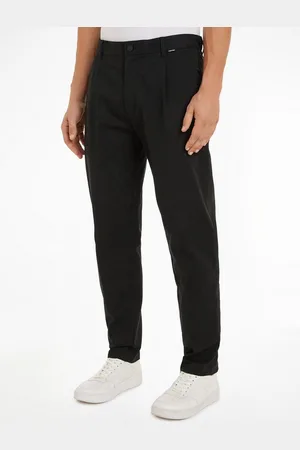 Calvin Klein Bügelfaltenhose MODERN TWILL TAPERED PLEAT PANTS mit Logoprägung