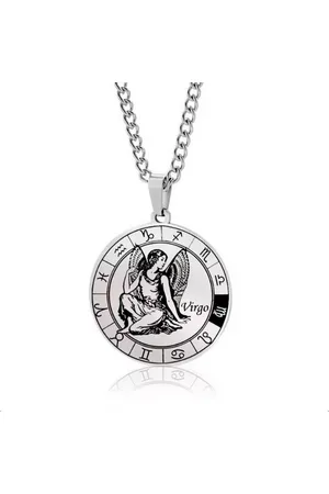 Karma Kette mit Anhänger Halskette Edelstahl Sternzeichen Anhänger Silber modern (Astrologie Kette Damen Herren Sternzeichenkette Silberfarben), Unisex Damenhalskette Herrenhalskette Edelstahlkette - Verkäufer: Sanixa