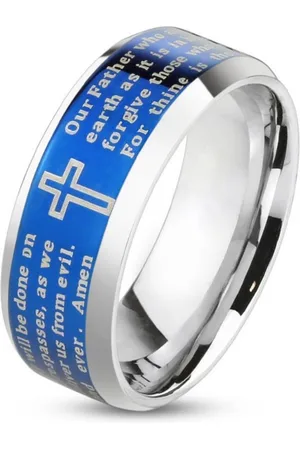 Bungsa Fingerring 67 (21.3) Ring Gebetstext und Kreuz Silber aus Edelstahl Herren (Ring, 1-tlg), Männer - Verkäufer: