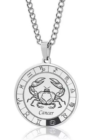 Karma Kette mit Anhänger Halskette Edelstahl Sternzeichen Anhänger Silber modern (Astrologie Kette Damen Herren Sternzeichenkette Silberfarben), Unisex Damenhalskette Herrenhalskette Edelstahlkette - Verkäufer: Sanixa