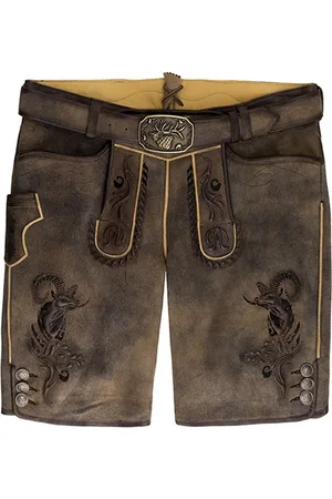 SPIETH & WENSKY Trachtenlederhose Desperado Kurzhose Herren Trachtenhose Lederhose kurzhose Ziegenvelour bestickt - Verkäufer: German Wear