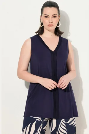 Ulla Popken Longtop Top Strickblende A-Linie V-Ausschnitt ärmellos - Verkäufer: Popken Fashion Group